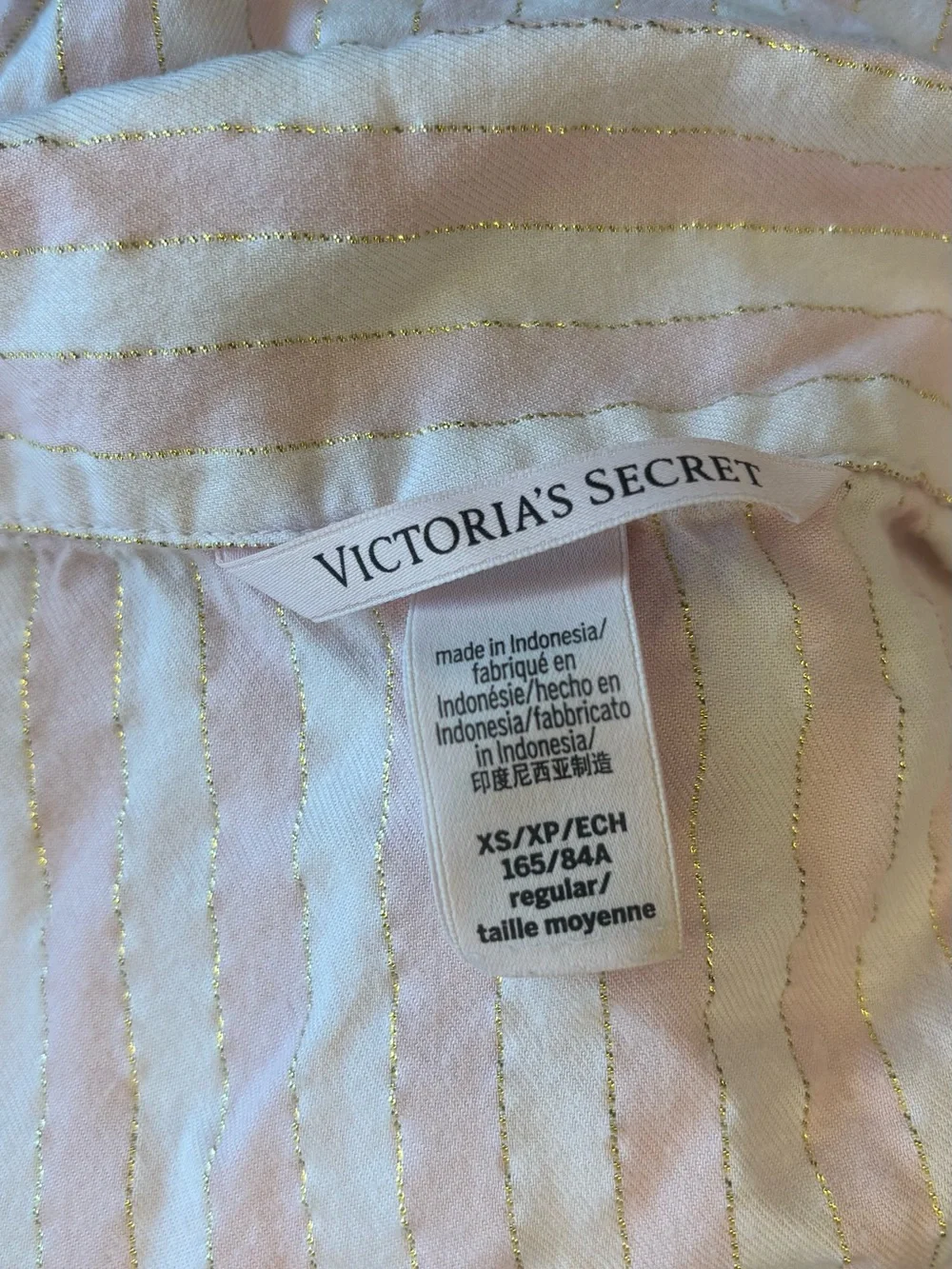 Victoria's Secret Pale Pink Pajama Set with Black Piping
